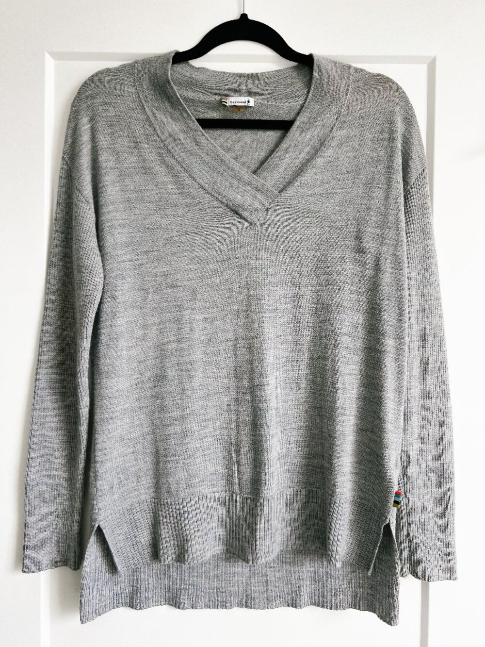 Smartwool Gray Merino Wool V-Neck Sweater Size Small